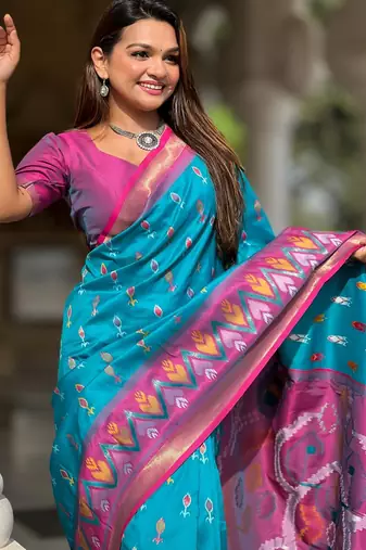 Sky blue art silk  woven saree
