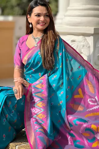 Sky blue art silk  woven saree