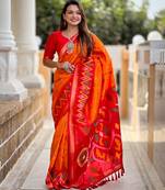 Yellow art silk  woven saree