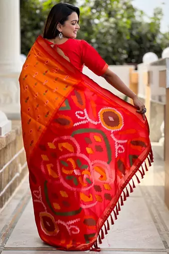 Yellow art silk  woven saree