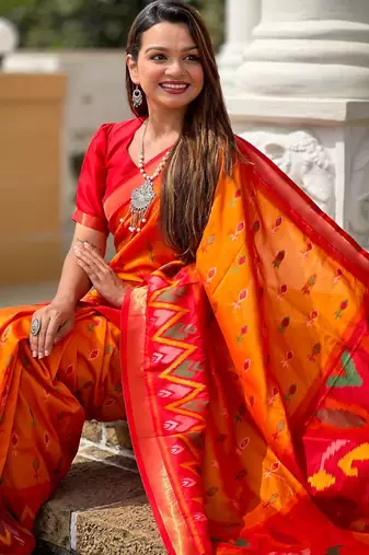 Yellow art silk  woven saree