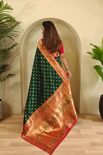 Green art silk  woven saree