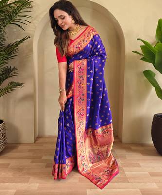 Magenta art silk  woven saree 2