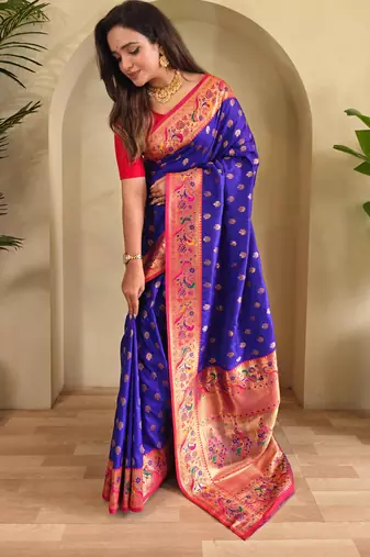 Magenta art silk  woven saree