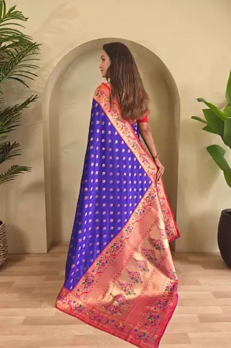Magenta art silk  woven saree