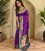 Purple art silk  woven saree