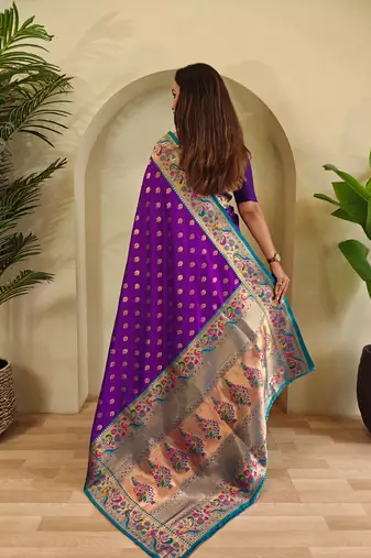 Purple art silk  woven saree