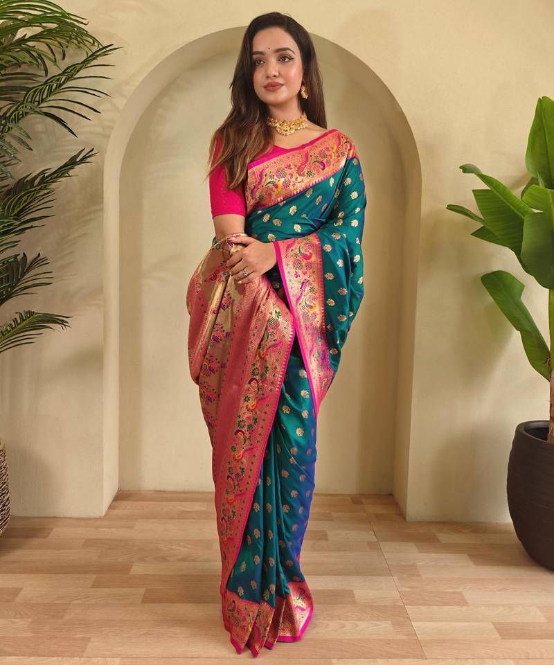 Pink art silk  woven saree