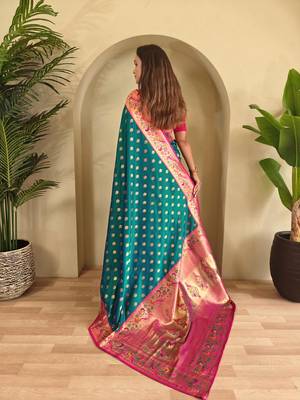Pink art silk  woven saree 3
