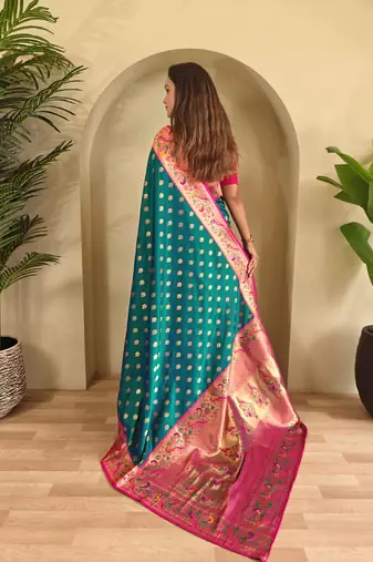 Pink art silk  woven saree