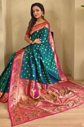 Pink art silk  woven saree