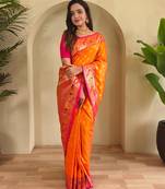 Yellow art silk  woven saree
