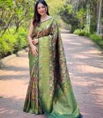 Green art silk  woven saree