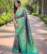 Light green art silk  woven saree