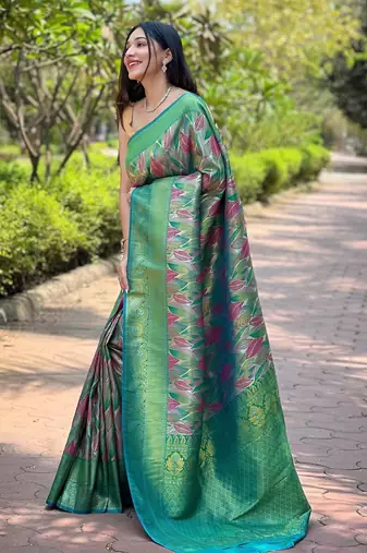 Light green art silk  woven saree