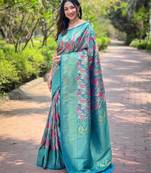 Sky blue art silk  woven saree