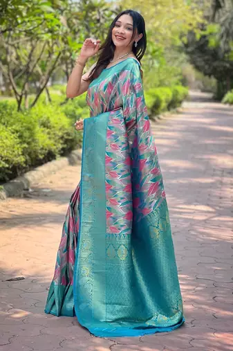 Sky blue art silk  woven saree