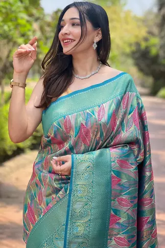 Sky blue art silk  woven saree