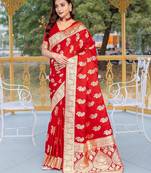 Red art silk  woven saree