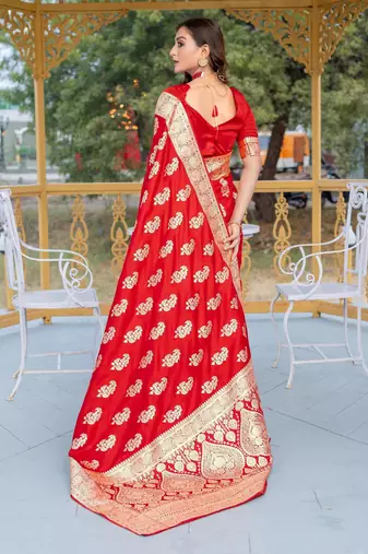 Red art silk  woven saree