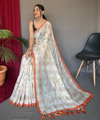 Cream art silk  woven saree 2