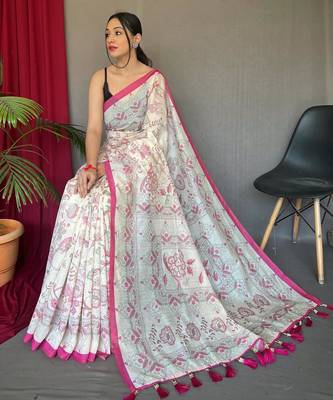 Cream art silk  woven saree 3