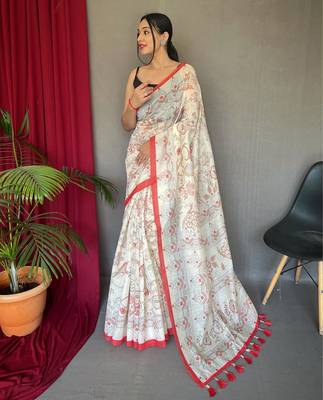 Cream art silk  woven saree 2