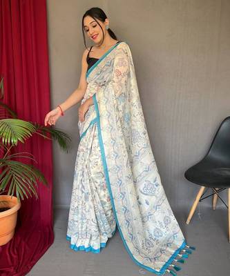 Cream art silk  woven saree 2
