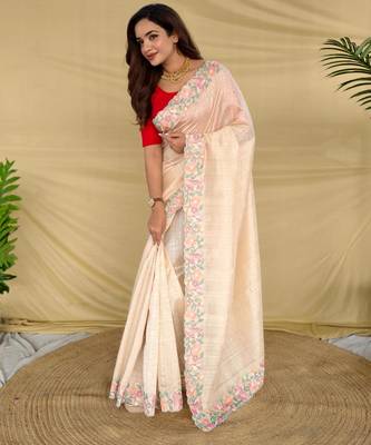 Cream art silk  woven saree 2