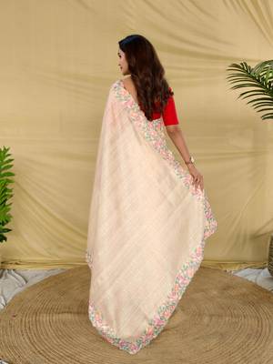 Cream art silk  woven saree 3