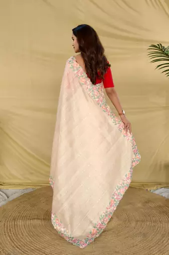 Cream art silk  woven saree