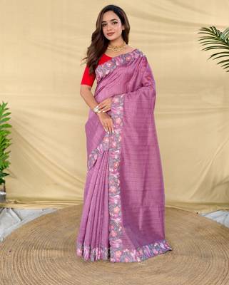 Onion pink art silk  woven saree 1