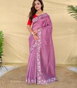 Onion pink art silk  woven saree