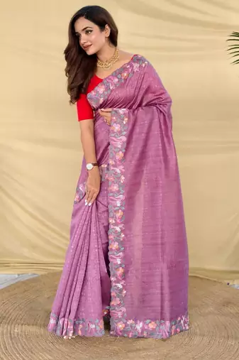 Onion pink art silk  woven saree