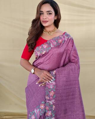 Onion pink art silk  woven saree 4