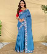 Teal art silk  woven saree