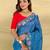Teal art silk  woven saree