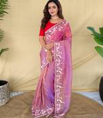 Baby pink art silk  woven saree