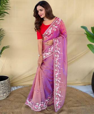 Baby pink art silk  woven saree 2