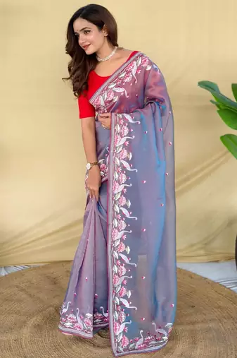 Blue art silk  woven saree