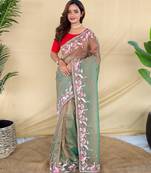 Green art silk  woven saree