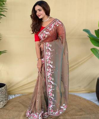 Grey art silk  woven saree 2
