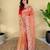Peach art silk  woven saree