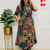 MultiColor Patchwork Printed Cotton A-Line Kurti with Pant Set