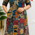 MultiColor Patchwork Printed Cotton A-Line Kurti with Pant Set