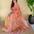 Peach art silk  woven saree