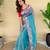 Teal art silk  woven saree