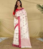 White art silk  woven saree