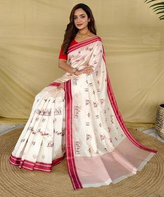 White art silk  woven saree 4