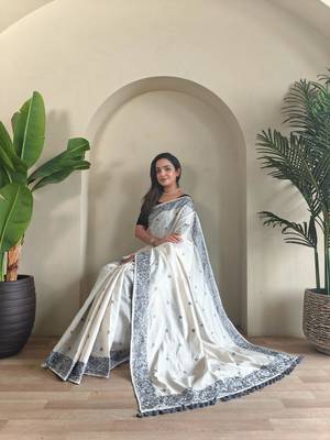 White art silk  woven saree 3